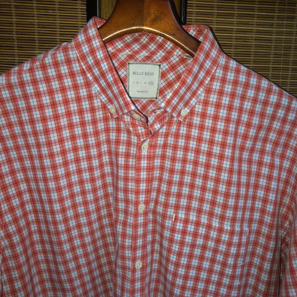 BILLY REID Shirt Button Down PINK WHITE PLAID XXL - Picture 1 of 4